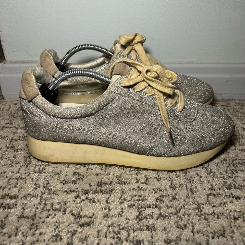 Dolce Vita Silver Glitter Lace-Up Sneakers Size 8.5